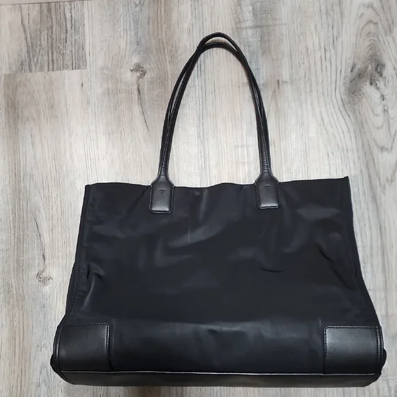 Tory Burch Ella Black Nylon Tote HandBag - Picture 3 of 17